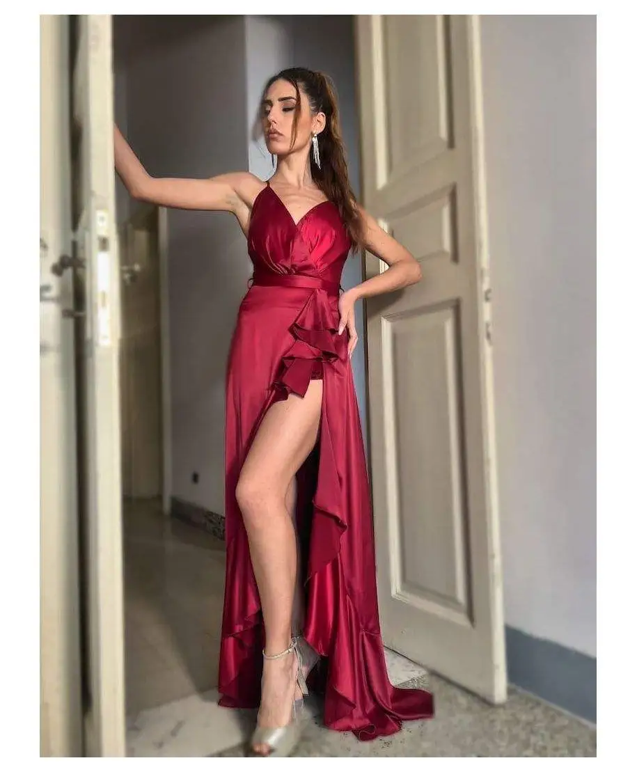 Abito da cerimonia - Sfasato - Rosso scuro - Vestiti eleganti - Damigelle - Gogolfun.it Abito da cerimonia - Sfasato - Rosso scuro - Vestiti eleganti - Damigelle - Gogolfun.it