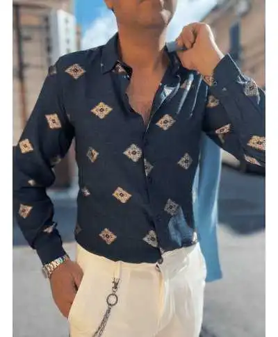 Camicia fantasia - Particolare - Blu