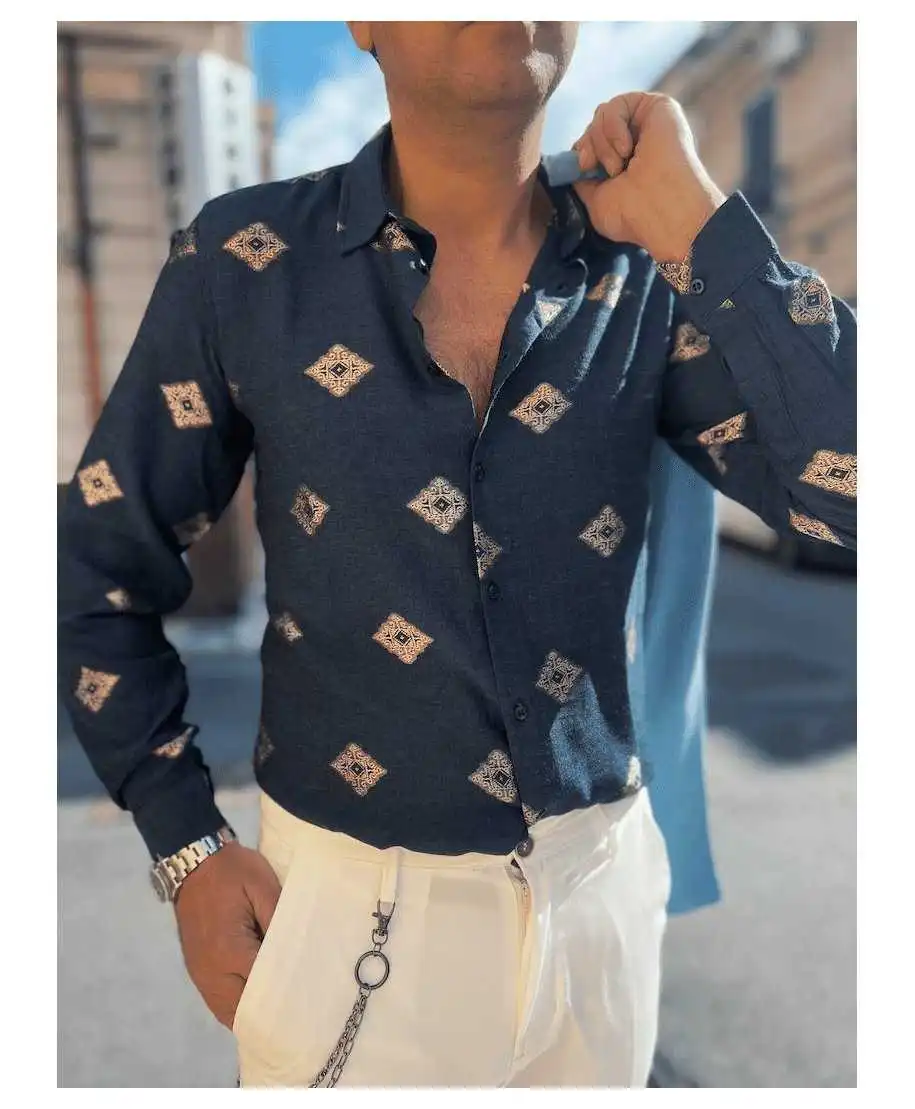 Camicia fantasia - Particolare - Blu