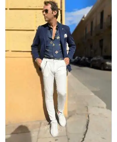 Camicia fantasia - Particolare - Blu