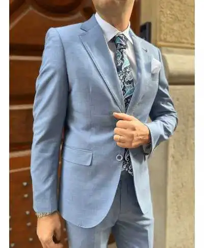 Abito uomo - Azzurro - Monopetto - Abiti uomo matrimonio - Gogolfun.it