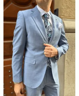 Abito uomo - Azzurro - Monopetto - Abiti uomo matrimonio - Gogolfun.it
