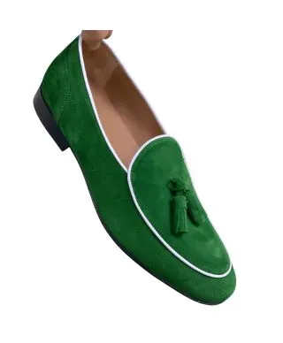 Mocassini uomo con nappine - Verdi - Pelle - Scarpe uomo gogolfun.it