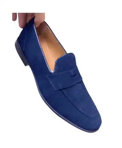 Mocassini uomo blu - In Camoscio - Pelle