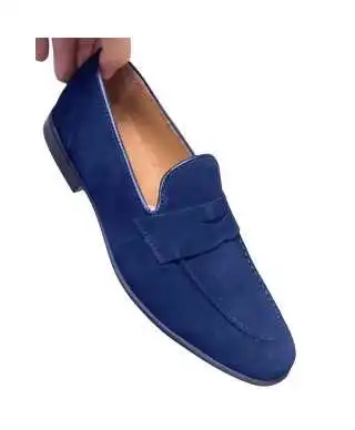 Mocassini uomo blu - In Camoscio - Pelle