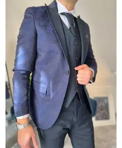 Smoking uomo - Con gilet - Blu - Smoking sposo, testimone - Gogolfun.it