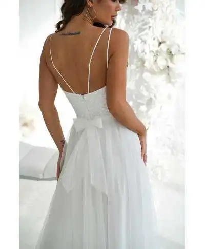 Vestito lungo elegante, bianco - Vestiti eleganti - Vestiti sposa - Gogolfun.it