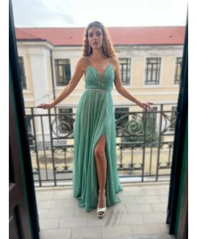 Abito da cerimonia verde tiffany - Brillantinato