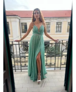 Abito da cerimonia verde tiffany - Brillantinato