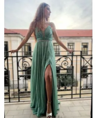 Abito da cerimonia verde tiffany - Brillantinato