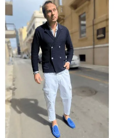 Cardigan uomo doppiopetto - Blu notte - Abbigliamento uomo - Gogolfun.it
