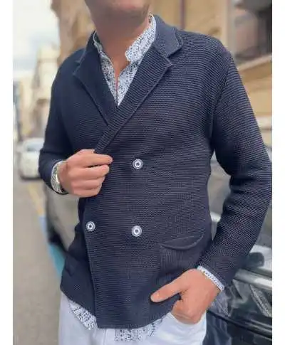 Cardigan uomo doppiopetto - Blu notte - Abbigliamento uomo - Gogolfun.it