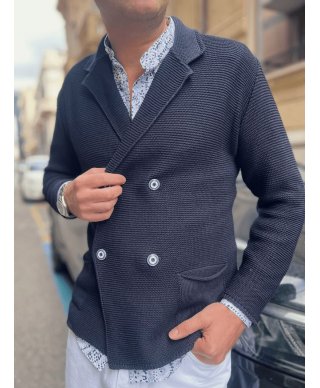 Cardigan uomo doppiopetto - Blu notte - Abbigliamento uomo - Gogolfun.it