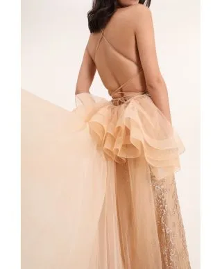 Abito da cerimonia oro - A sirena - Coda staccabile