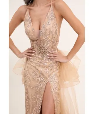 Abito da cerimonia oro - A sirena - Coda staccabile - Abiti da cerimonia donna - Gogolfun.it