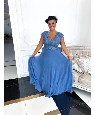 Abito da cerimonia taglie curvy - Azzurro - Dagna - Taglie comode - Gogolfun.it