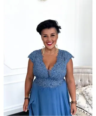 Abito da cerimonia taglie curvy - Azzurro - Dagna - Taglie comode - Gogolfun.it