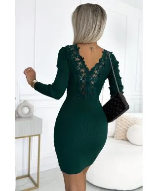 Vestito in maglia con schiena scoperta, verde - Vestiti donna online - Gogolfun.it