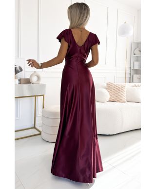 Vestito lungo elegante bordeaux - Crystal - Vestiti eleganti economici - Gogolfun.it