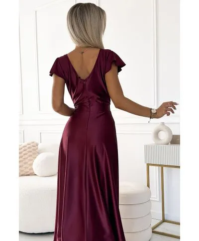 Vestito lungo elegante bordeaux - Crystal - Vestiti eleganti economici - Gogolfun.it