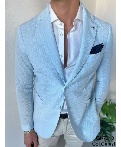 Giacca uomo, azzurra - 2 Bottoni - Giacche uomo eleganti, particolari e giovanili - Abbigliamento uomo gogolfun.it