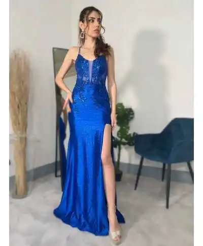 Vestito lungo elegante - A sirena - Cobalto - Vestiti da cerimonia - Gogolfun.it