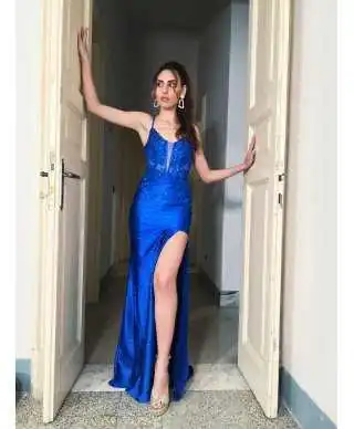 Vestito lungo elegante - A sirena - Cobalto - Vestiti da cerimonia - Gogolfun.it