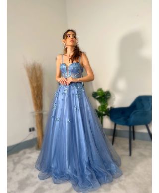 Vestito da cerimonia azzurro - Scollatura a cuore - Vestiti da cerimonia e diciottesimo compleanno - Gogolfun.it