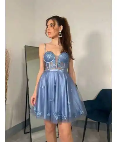 Vestito corto elegante, azzurro Vestiti corti da cerimonia - Gogolfun.it