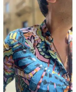 Camicia uomo fantasia - Collo coreano - Camcie uomo particolare - Abbigliamento uomo gogolfun.it