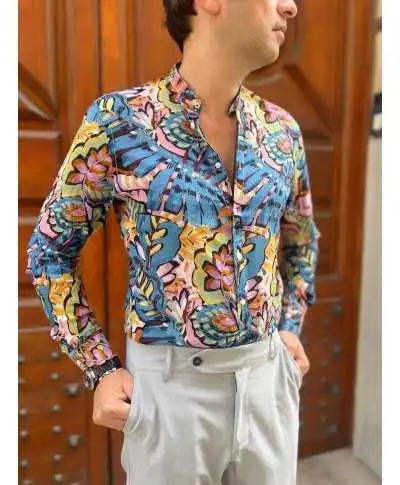 Camicia uomo fantasia - Collo coreano - Camcie uomo particolare - Abbigliamento uomo gogolfun.it