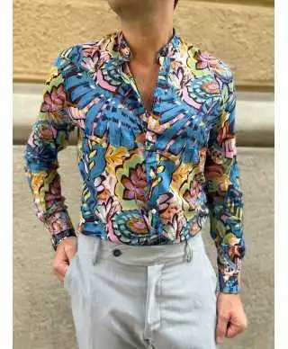 Camicia uomo fantasia - Collo coreano - Camcie uomo particolare - Abbigliamento uomo gogolfun.it