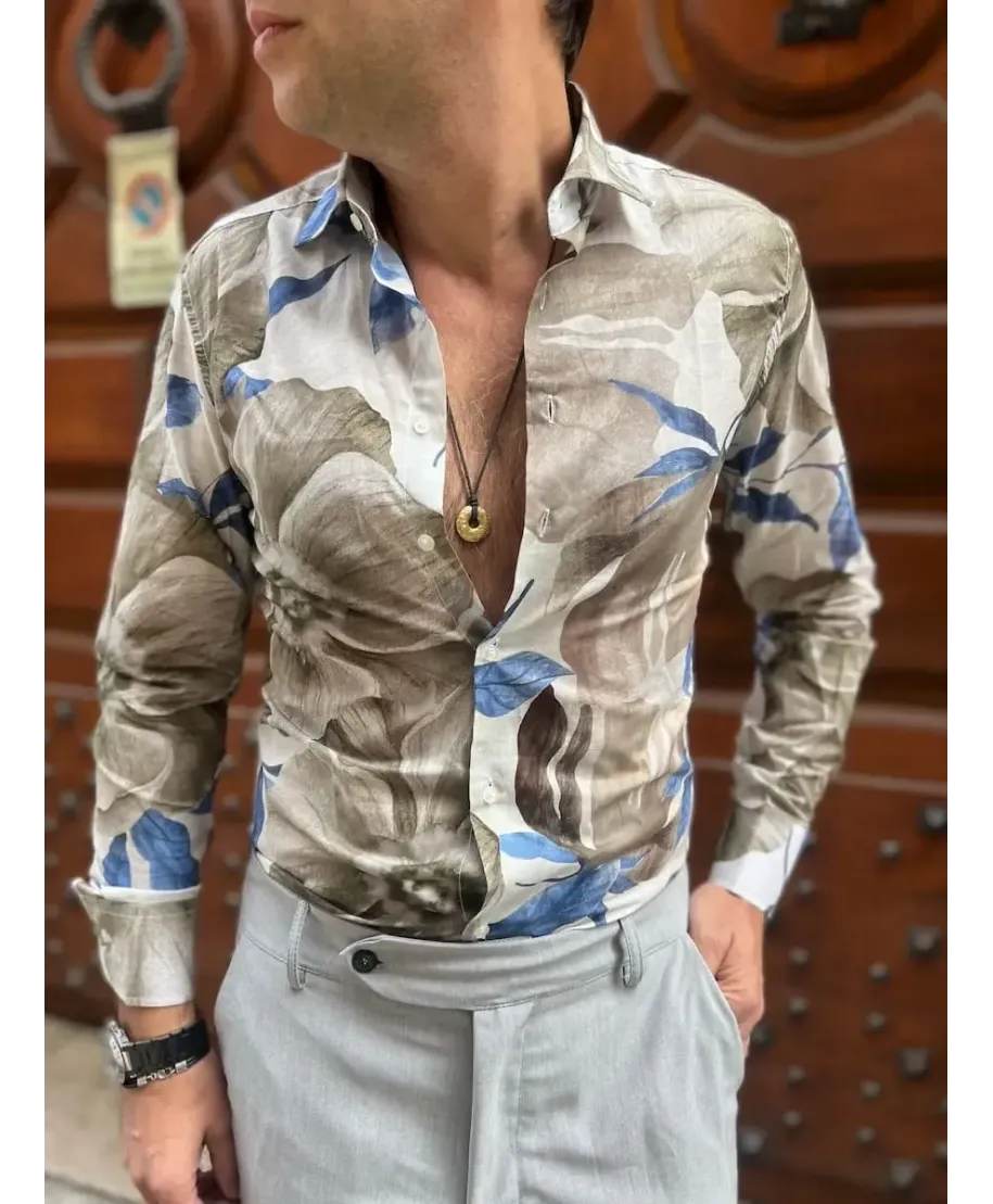 Camicia uomo fantasia floreale - Collo classico - Camcie uomo particolari - Gogolfun.it