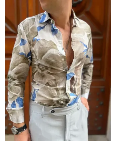 Camicia uomo fantasia floreale - Collo classico - Camcie uomo particolari - Gogolfun.it