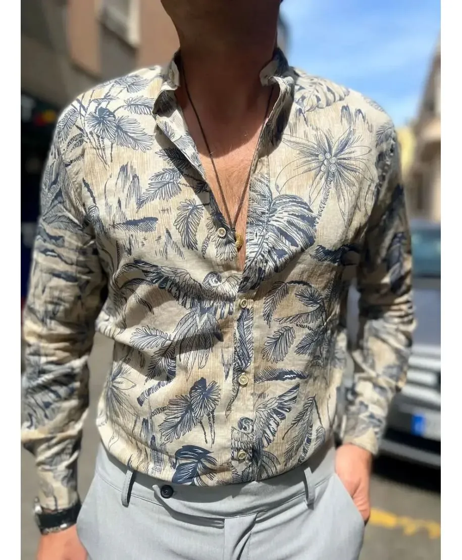 Camicie uomo fantasia beige - Key Jey - Camicie uomo particolari, giovanili - Key Jey - Gogolfun.it