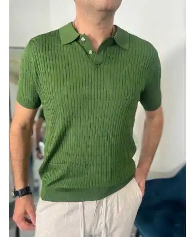 Polo uomo, verde con trecce