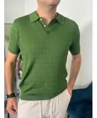 Polo uomo, verde con trecce
