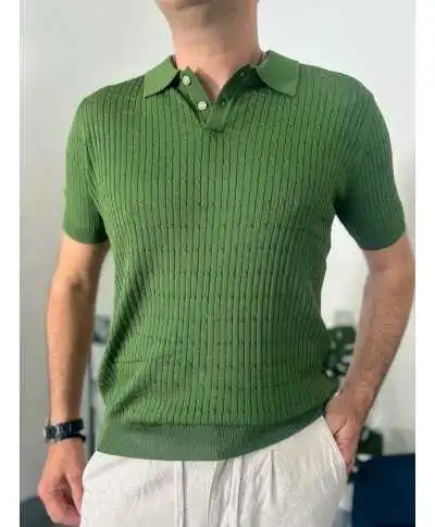 Polo uomo, verde con trecce