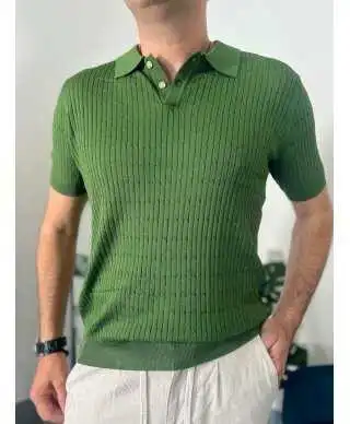 Polo uomo, verde con trecce