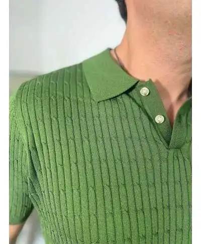 Polo uomo, verde con trecce