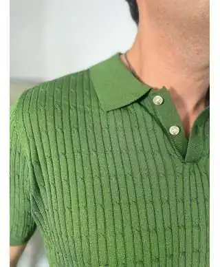 Polo uomo, verde con trecce