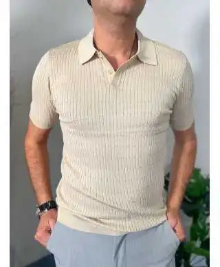 Polo uomo, beige con trecce