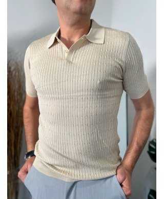 Polo uomo, beige con trecce