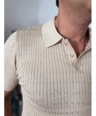 Polo uomo, beige con trecce
