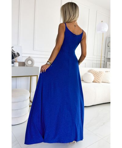 Abito elegante da cerimonia blu fiordaliso con riflessi luminosi - Chiara - gogolfun.it