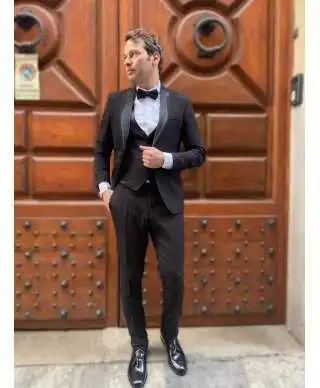 Abito uomo, nero - Smoking uomo con gilet