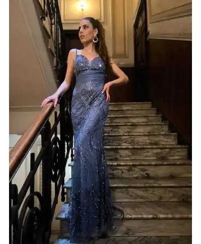 Abito da cerimonia, a sirena - Blu - Cerimonia - Gogolfun.it
