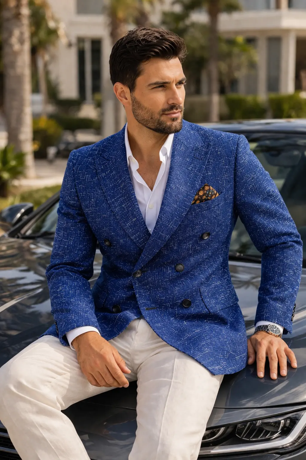 Giacca doppiopetto blu particolare - Gogolfun.it